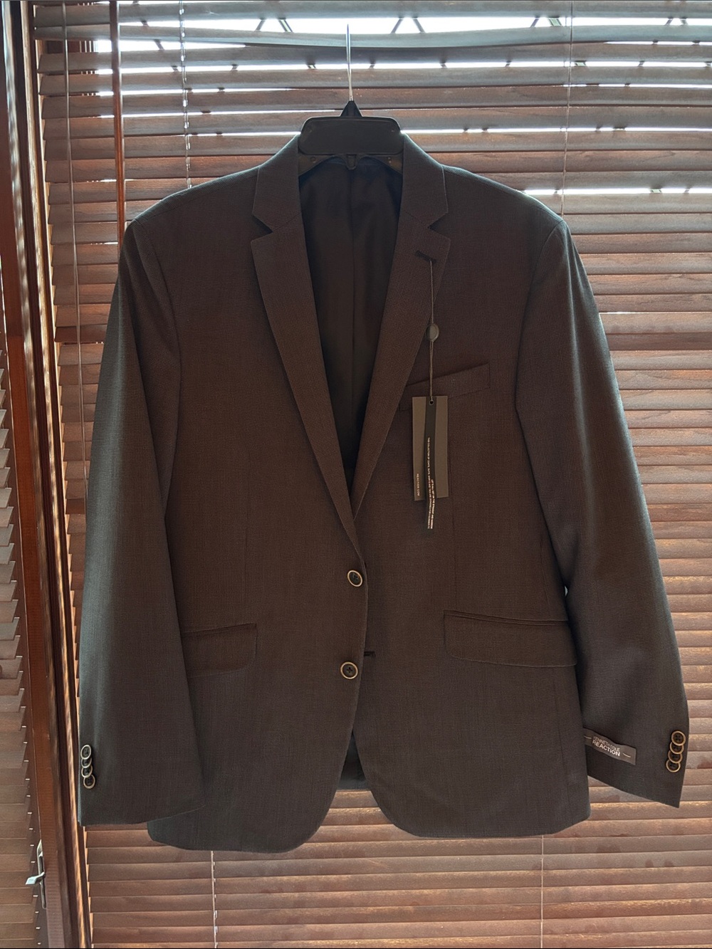 Kenneth Cole Reaction Dark Brown Notch Lapel Sport Coat